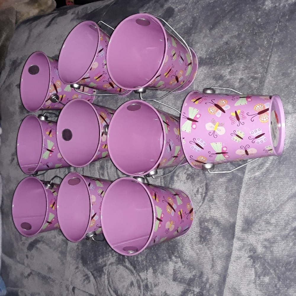 10 Mini metal pales, Butterfly design, Great For Parties, NEW.